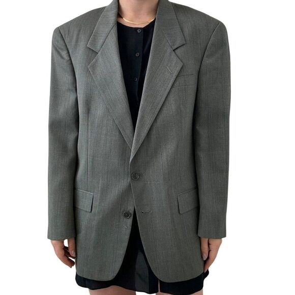 Vintage Christian Dior Mens Gray 100% Wool Sport Coat Oversized Blazer 40R - Picture 4 of 8